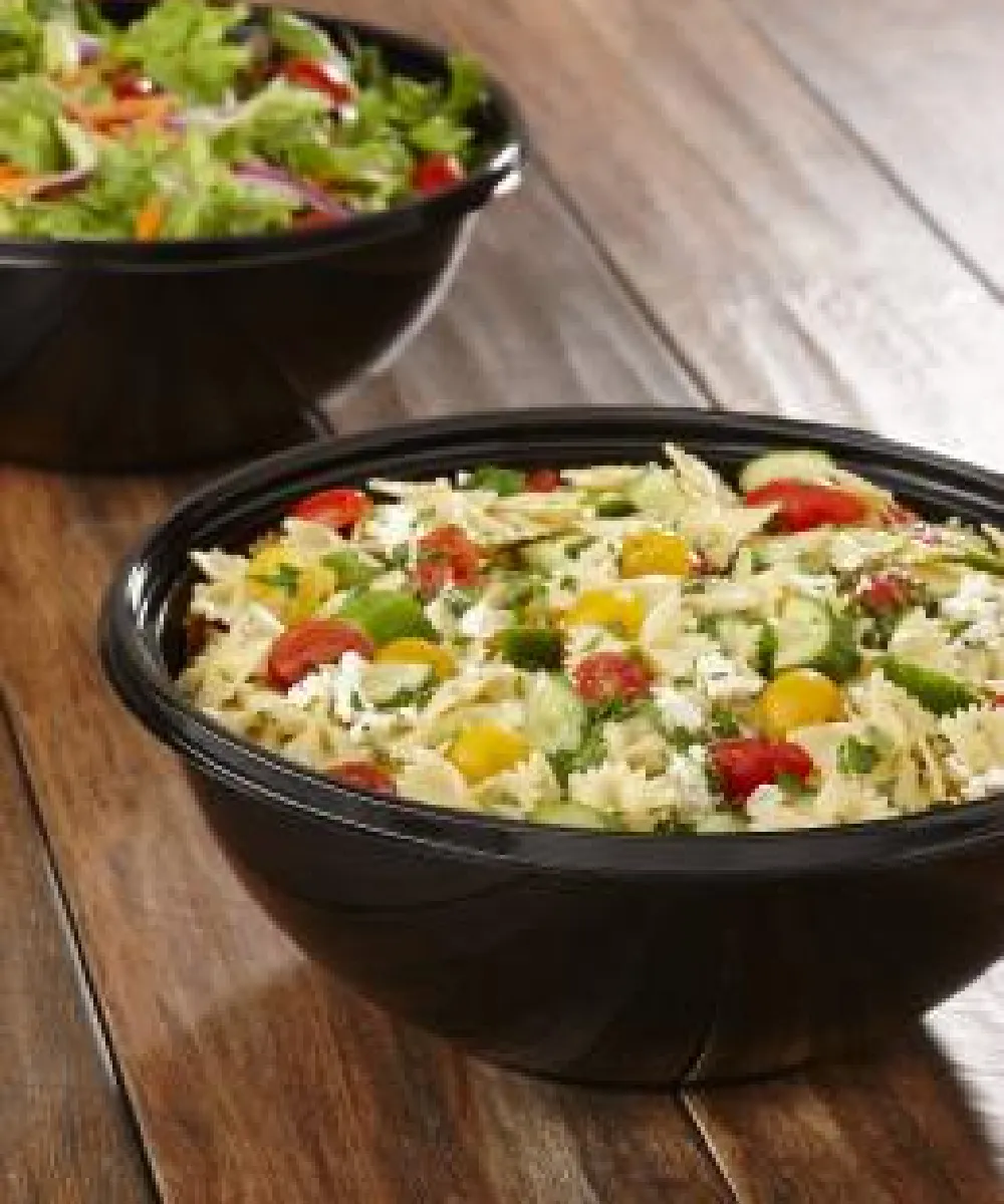 FOOD CATERING BOWL 160oz / 10lb ROUND BLACK PLASTIC - 50/CASE