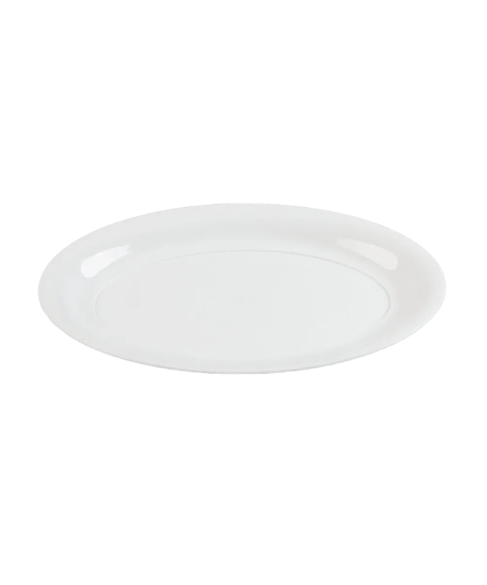 FOOD CATERING TRAY 16"X11" OVAL PLATTER WHITE PLASTIC - 25/CASE
