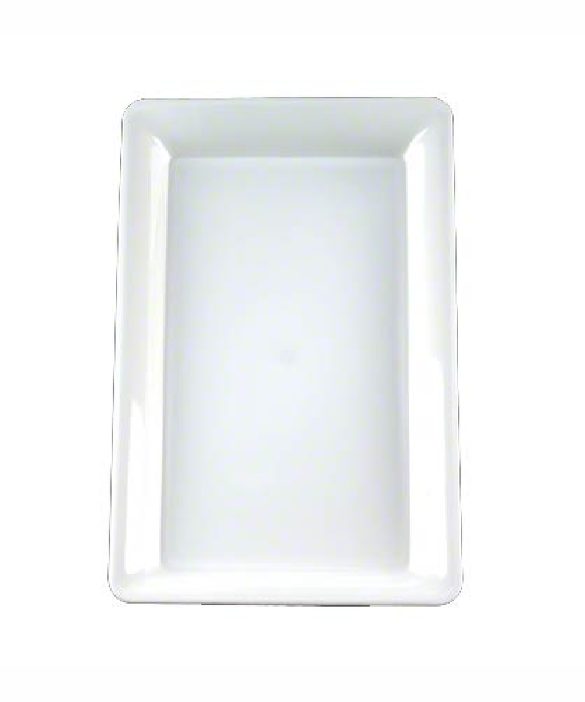 FOOD CATERING 12"X18" RECTANGULAR WHITE PLASTIC PLATTER - 20/CASE
