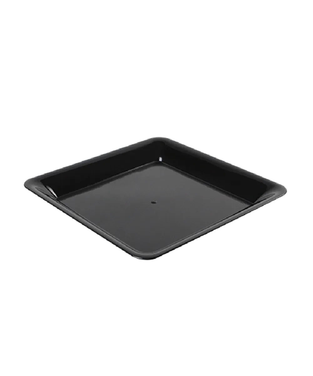 CATERING TRAY 12"X12" PLASTIC BLACK SQUARE SERVING PLATTER - 25/CASE