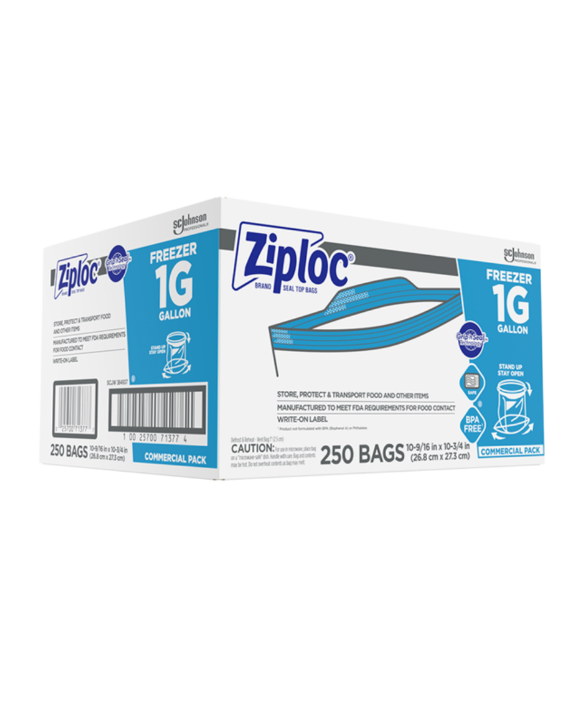 FOOD BAG FREEZER CLEAR PLASTIC 1 GALLON LARGE - 250/BOX