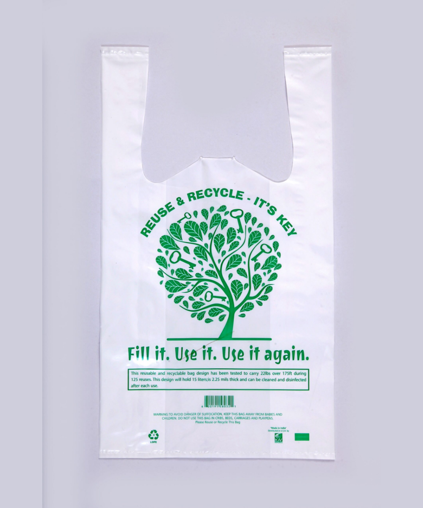 BAG PLASTIC REUSABLE 2.25mil 1/6 WHITE - 150/CASE