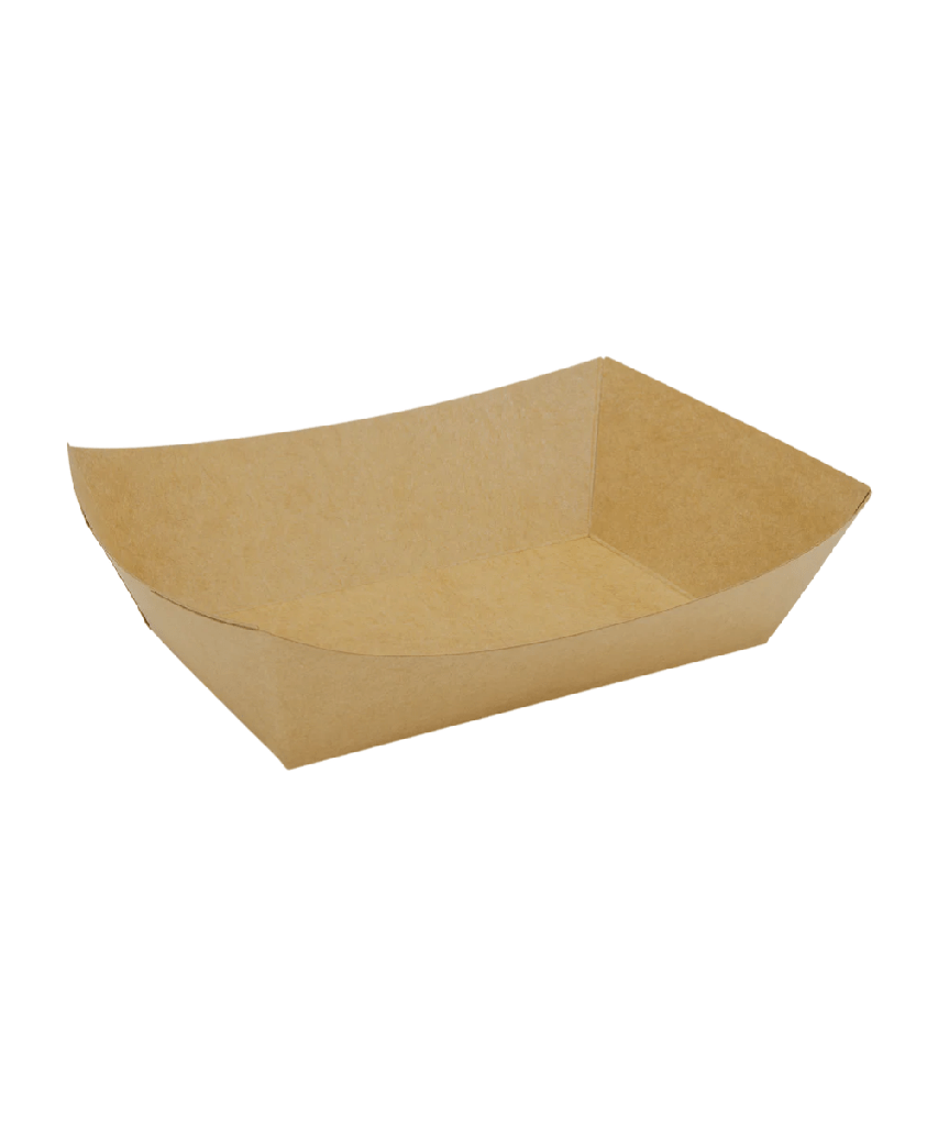 FOOD TRAY BOAT 2lb PAPER KRAFT RECTANGULAR - 1000/CASE