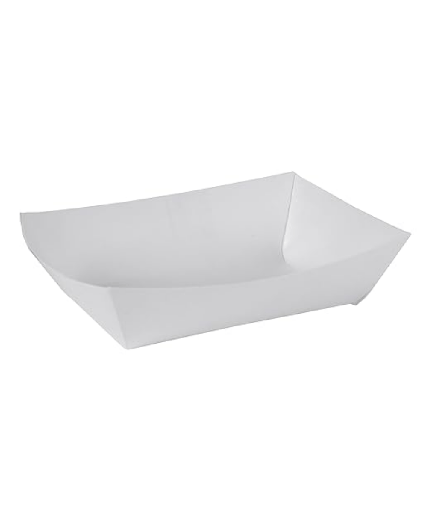 FOOD TRAY BOAT 1/2lb PAPER WHITE RECTANGULAR - 1000/CASE