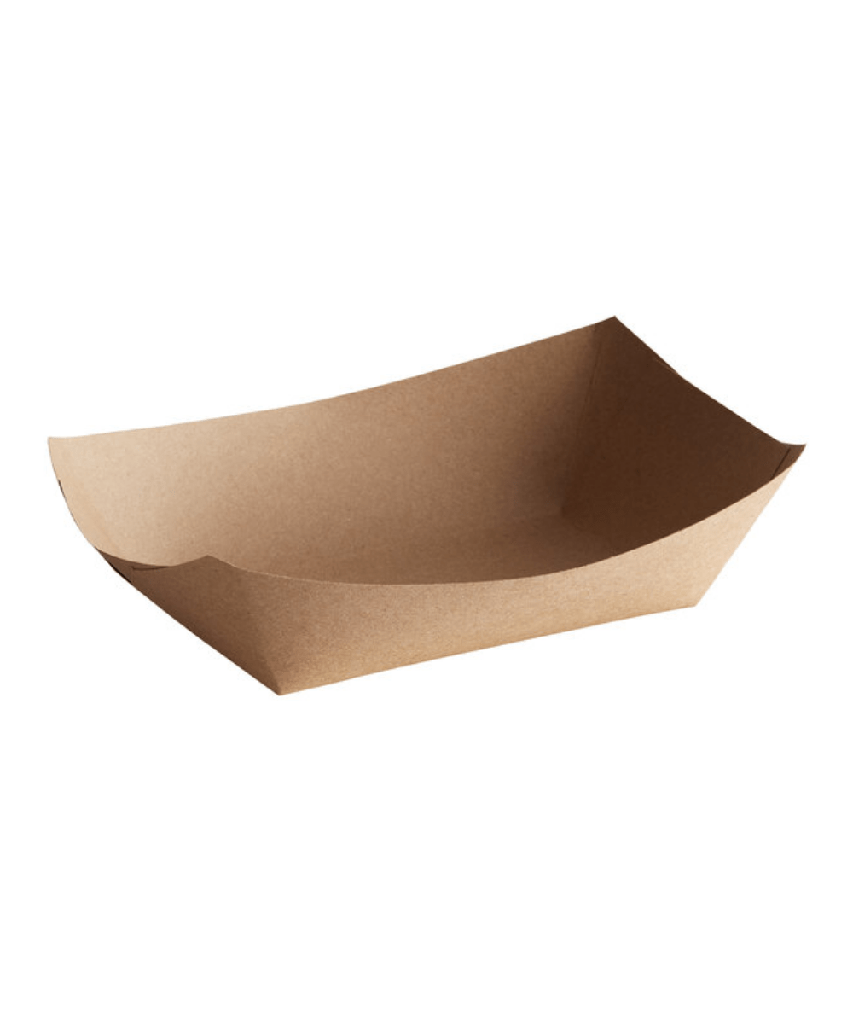 FOOD TRAY BOAT 3lb PAPER KRAFT RECTANGULAR - 500/CASE