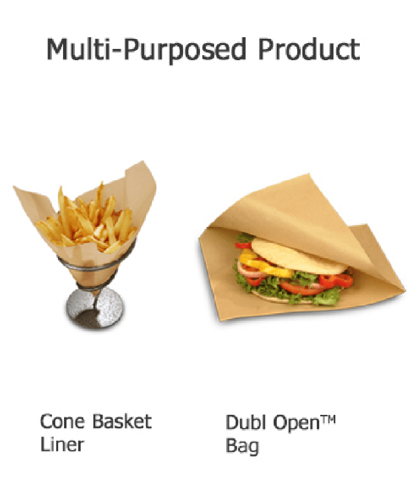 BAG PAPER 7"x6.75" GREASE RESISTANT EcoCraft® Dubl Open® RECYCLABLE - 2000/CASE
