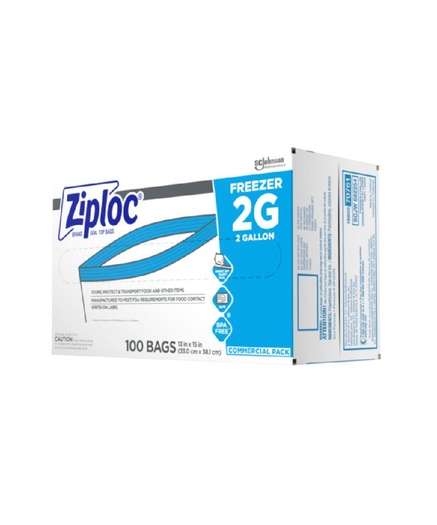 FOOD BAG FREEZER CLEAR PLASTIC 2 GALLON EXTRA LARGE - 100/BOX