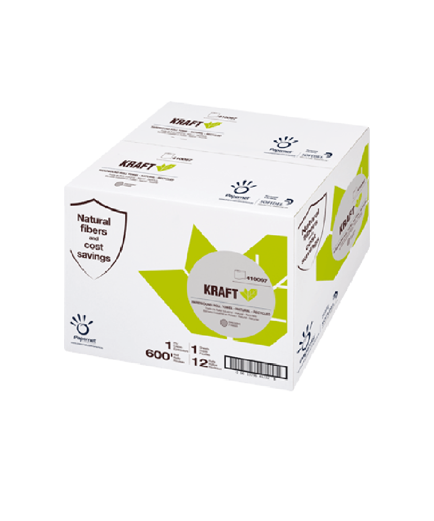 PAPER TOWEL HARDWOUND KRAFT 7"x7.8" 600' ROLL - 12/CASE