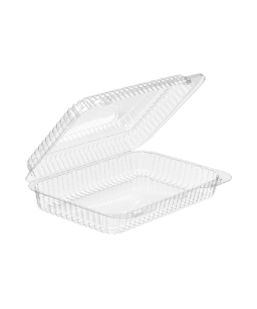CLAMSHELL 53oz HINGE LID BARLOCK 1-COMPARTMENT RECTANGULAR CLEAR PLASTIC - 300/CASE