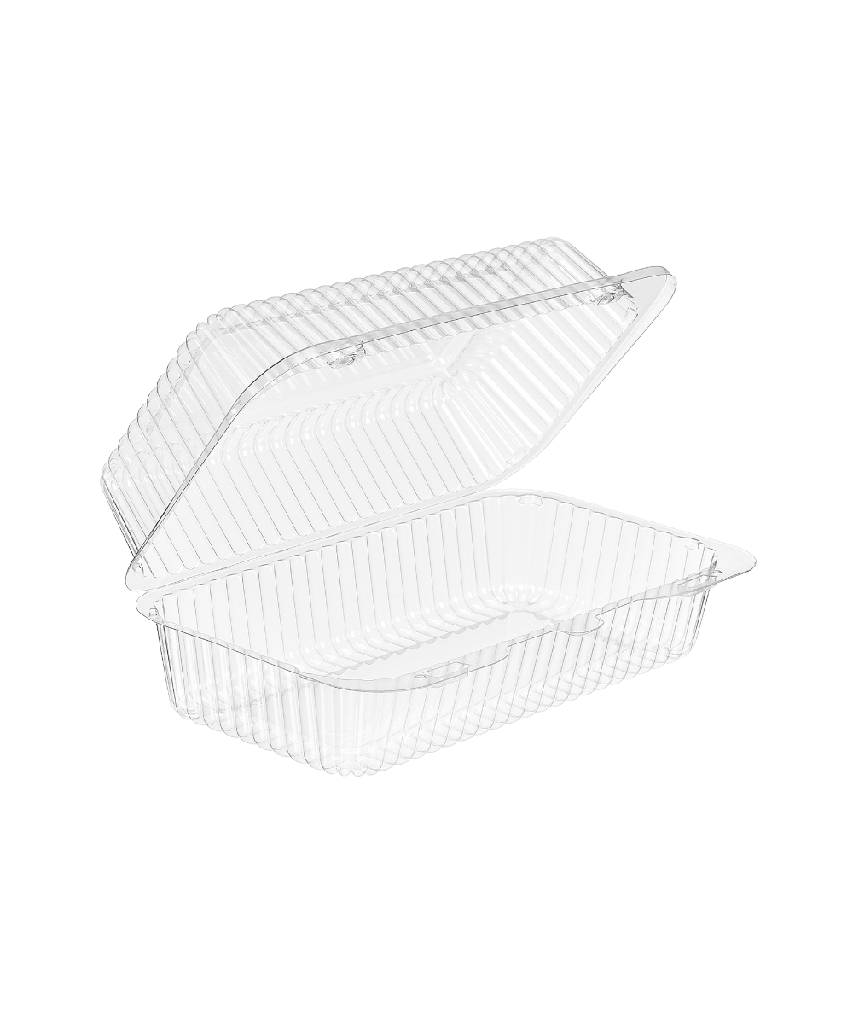CLAMSHELL 60oz HINGE LID BARLOCK 1-COMPARTMENT RECTANGULAR CLEAR PLASTIC - 500/CASE