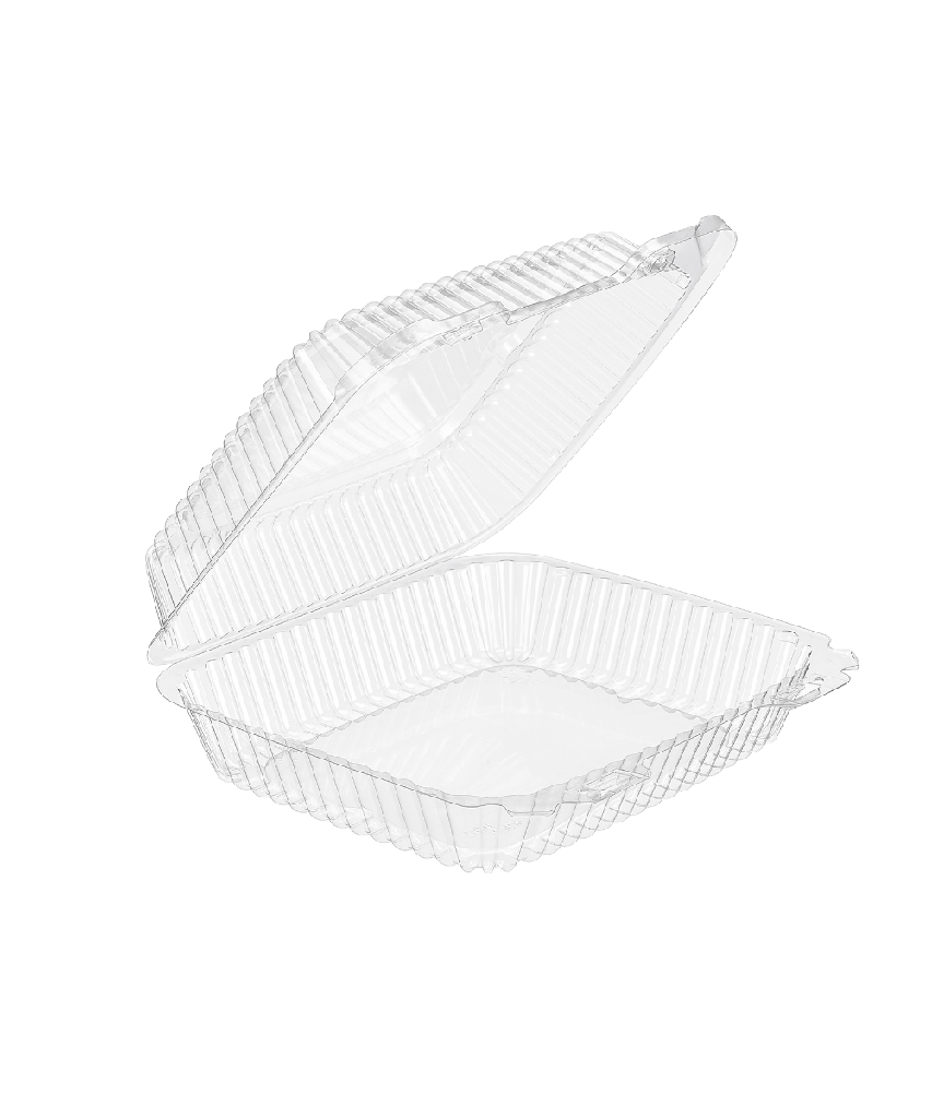 CLAMSHELL 72oz RECTANGULAR CLEAR PLASTIC 1-COMPARTMENT HINGE LID BARLOCK  - 200/CASE