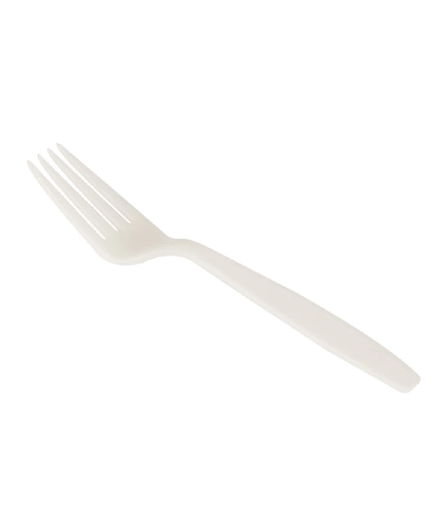 FORK 7" EXTRA HEAVY WEIGHT WHITE PLASTIC / DISPOSABLE CUTLERY - 1000/CASE