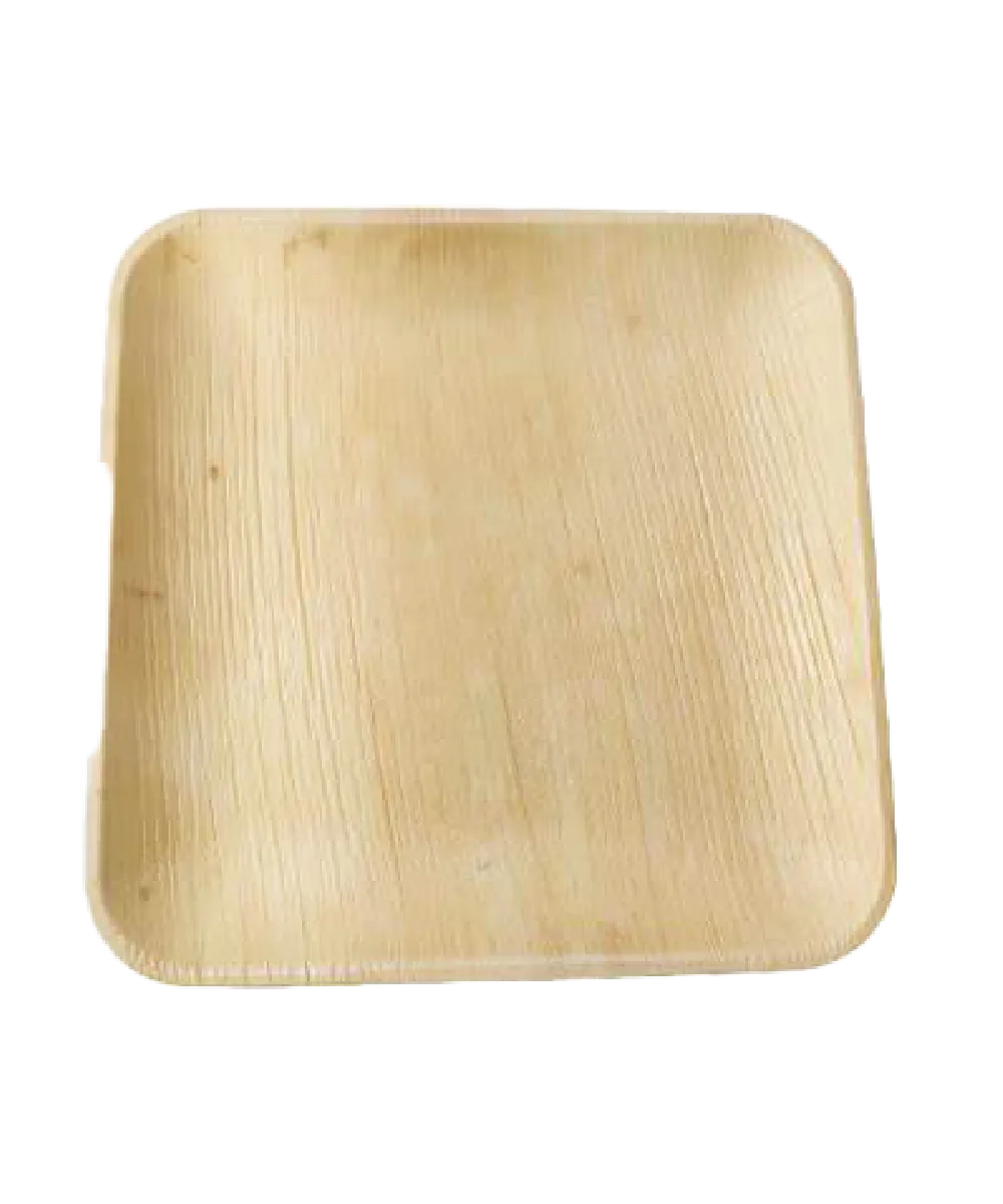 DINING PLATE BIO PALM LEAF 10" SQUARE NATURAL - 100/CASE