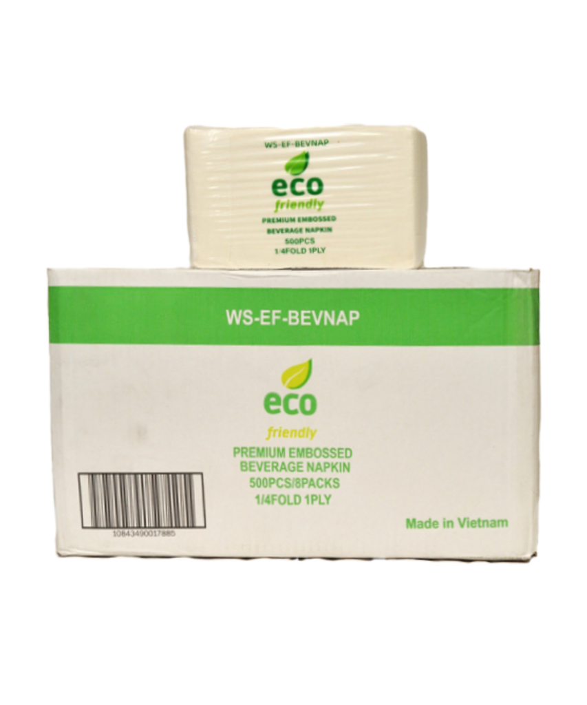 ECO NAPKIN 1-PLY WHITE PAPER FOR BEVERAGES - 4000/CASE