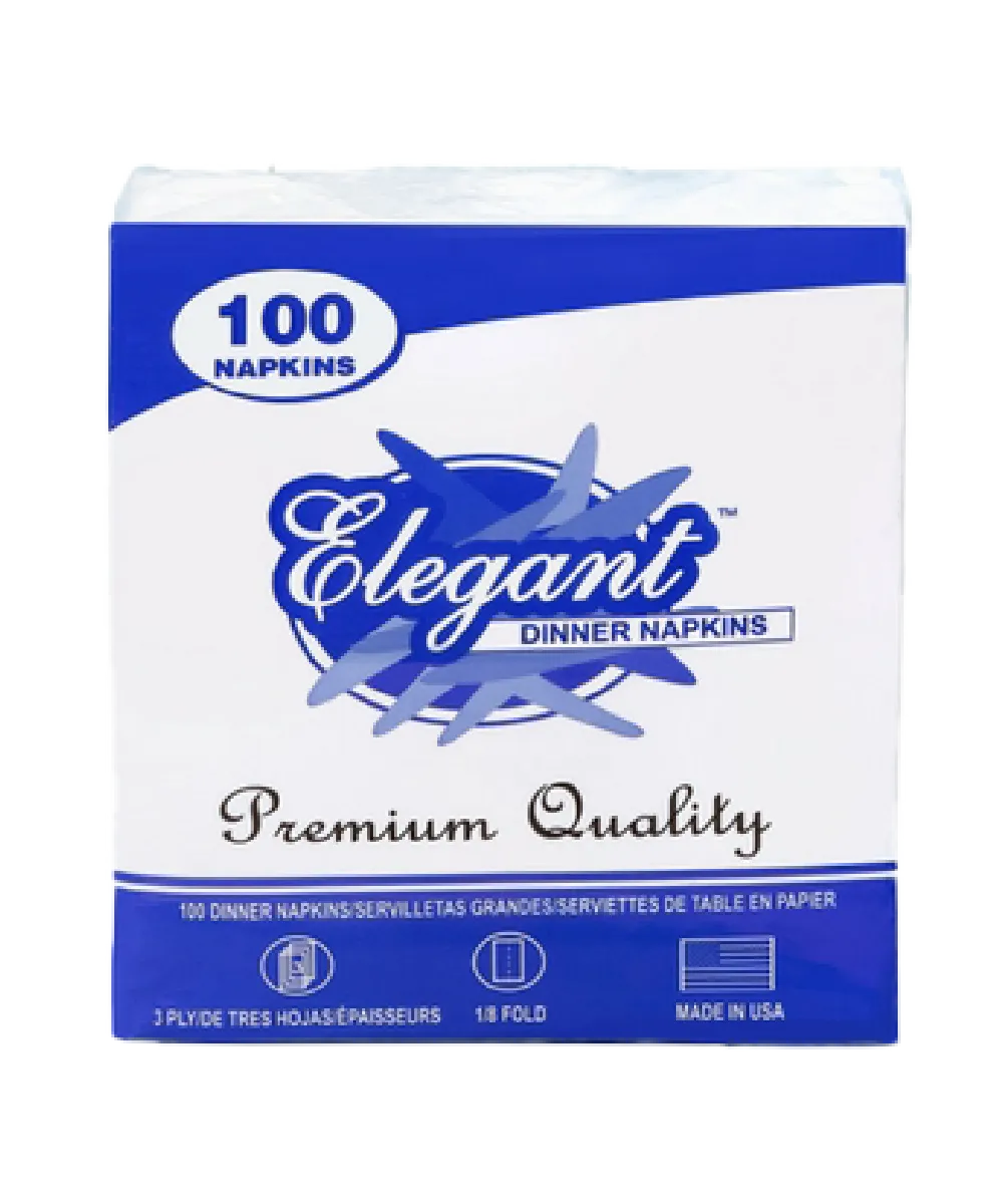 DINNER NAPKINS 3-PLY 16.5x17 WHITE - 2000/CASE