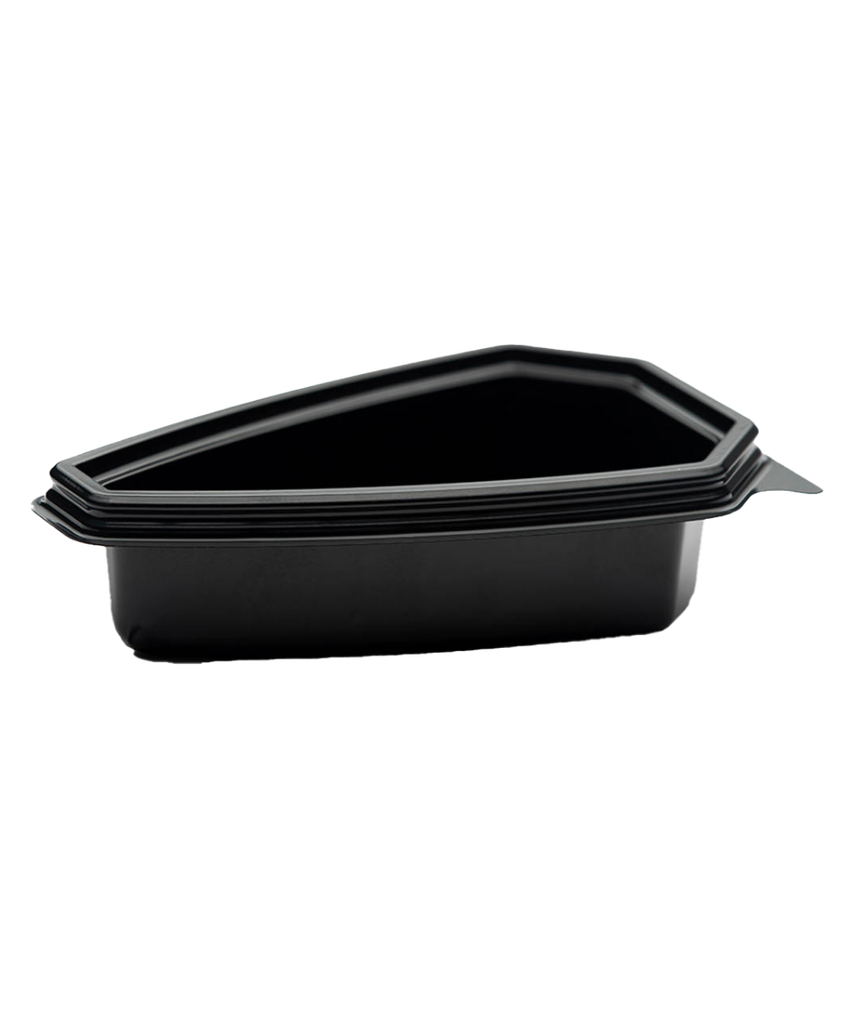 CAKE CONTAINER 10" WEDGE BASE TRIANGLE BLACK PET - 300/CASE
