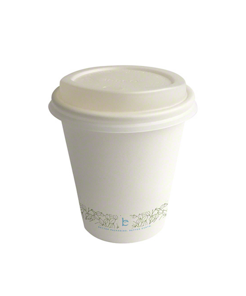 HOT CUP 10oz WHITE SINGLE WALL COMPOSTABLE - 1000/CASE