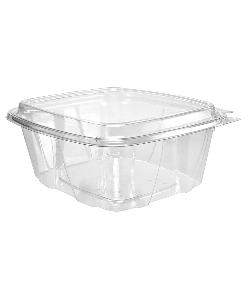 CONTAINER PLASTIC CLEAR RECTANGULAR 32oz TAMPER EVIDENT RESISTANT w/ DOME LID - 200/CASE