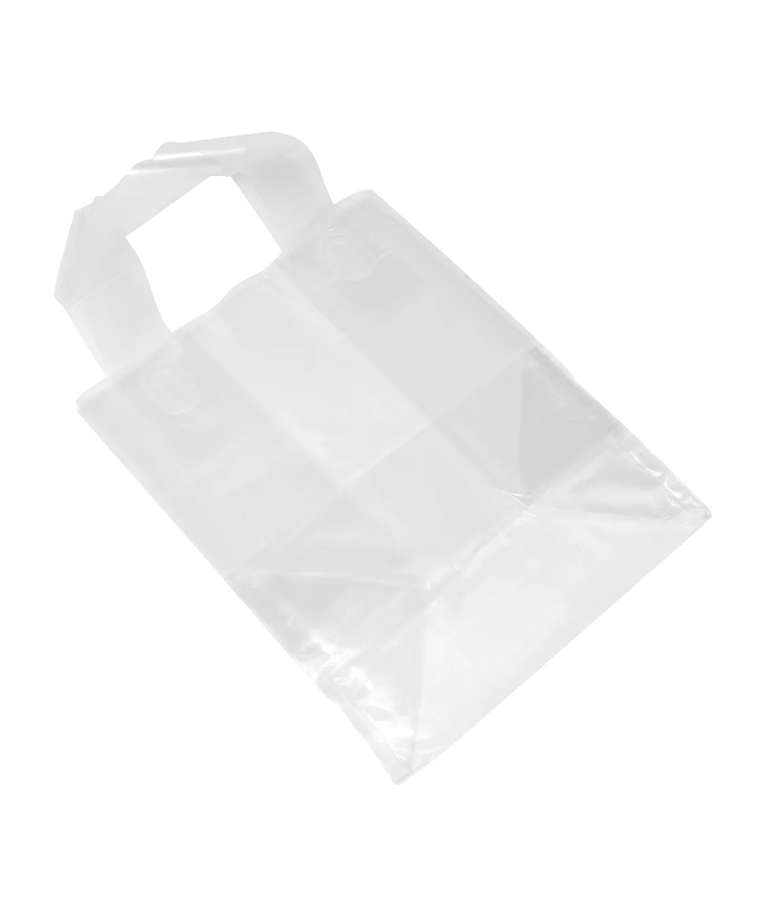 BAG PLASTIC 8x4x10x4 FROSTY SOFT LOOP HANDLE - 250/CASE