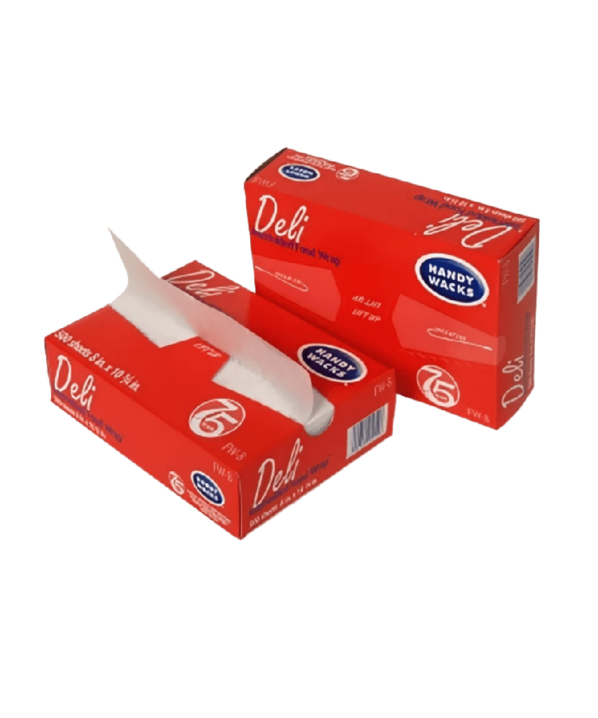 DRY WAXED 8"x10 3/4" WHITE PAPER INTERFOLDED MICROWAVABLE 500 DELICATESSEN SHEETS IN DISPENSER BOX - 6000/CASE