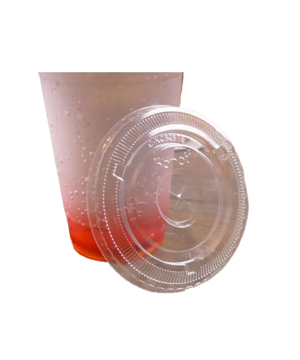CUP LID CLEAR PET ROUND FLAT FOR 12-16-20-24oz PAPER COLD BEVERAGE CUP 92mm Karat RECYCLABLE  - 1000/CASE