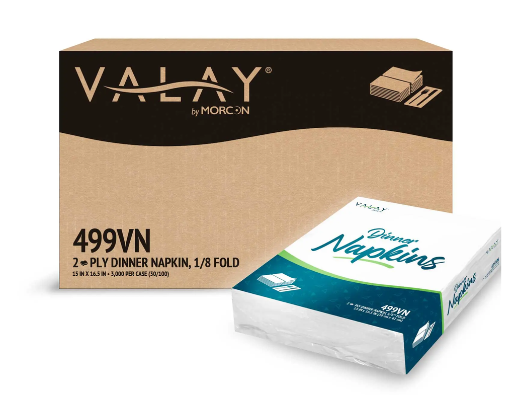 Valay Premium 2-Ply White 1/8 Fold Dinner Napkin - 3000/CS