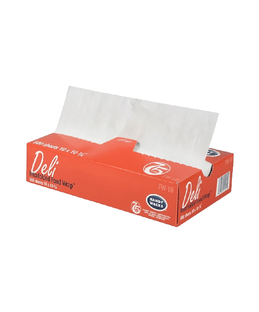 DRY WAXED 10"x10 3/4" WHITE PAPER INTERFOLDED MICROWAVABLE 500 DELICATESSEN SHEETS IN DISPENSER BOX - 6000/CASE
