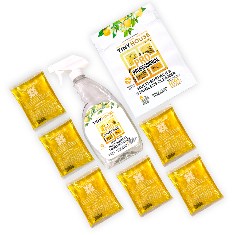 Tiny House® PRO Multi-Surface Kit: Refill Bag and Spray Bottle