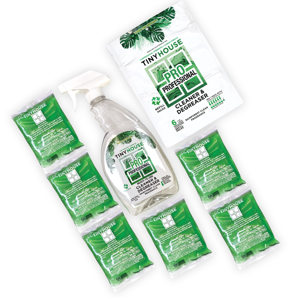 Tiny House® PRO Cleaner & Degreaser Kit: Refill Bag and Spray Bottle