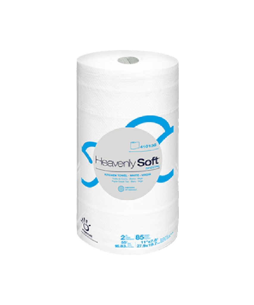 KITCHEN TOWELS 7.8"x11" HEAVENLY SOFT SPECIAL WHITE ROLL 85 SHEETS - 30/CASE