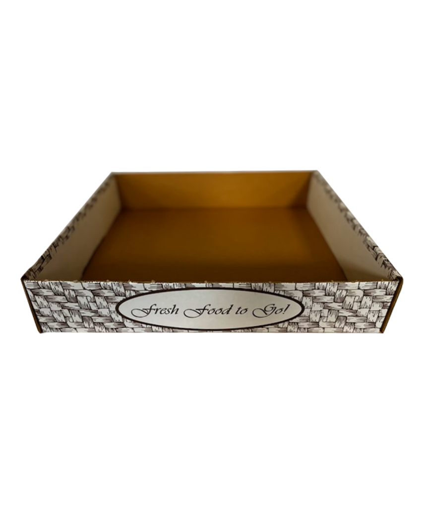 TRAY LARGE 12"X21"X3.5" PAPER BOARD KRAFT OPEN TOP TAKE-OUT CURROGATED RECTANGULAR RECYCLABLE - 50/BUNDLE