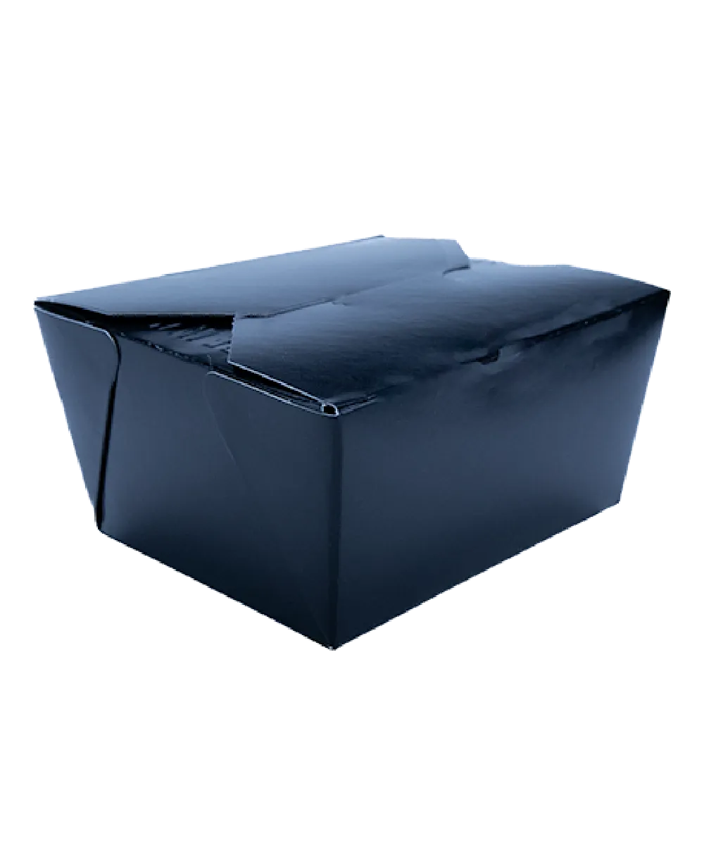 LUNCH BOX #1 4.3"X3.5"X2.5" PAPER BOARD BLACK WITH TAB-LOCK FLAPS CHAMPPAK RECYCLABLE - 450/CASE