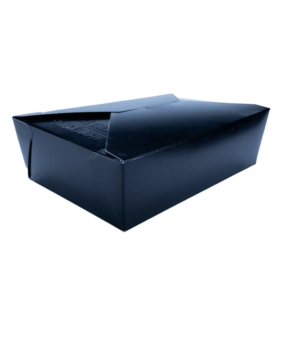 LUNCH BOX #3 7.7"X5.5"X2.5" PAPER BOARD BLACK RECTANGULAR WITH TAB-LOCK FLAPS CHAMPPAK RECYCLABLE - 200/CASE