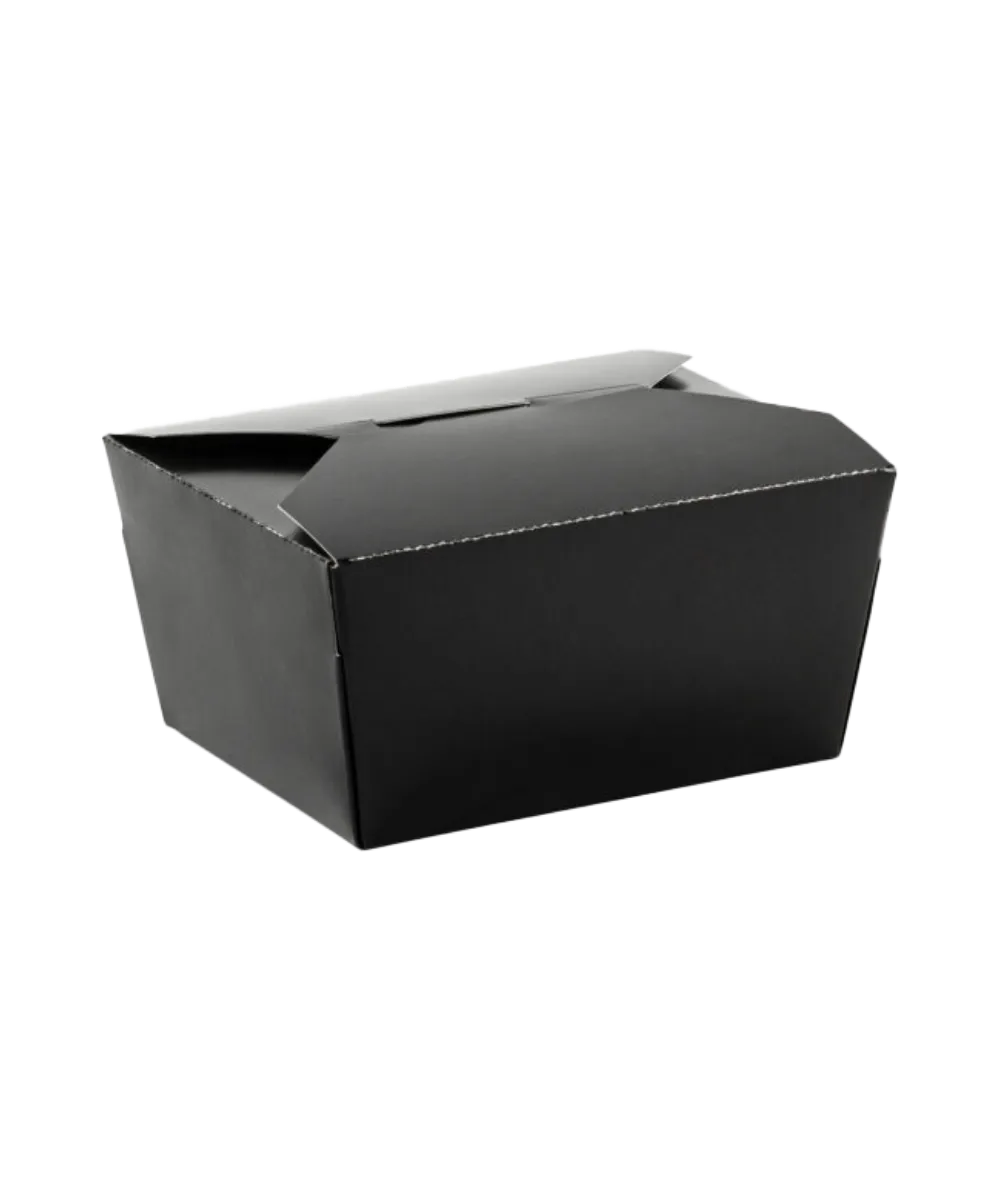 LUNCH BOX #1 PAPER BOARD 22oz BLACK 4.3"X3.5"X2.5" FLAP LID INNOBOX EDGE RECTANGULAR RECYCLABLE - 180/CASE