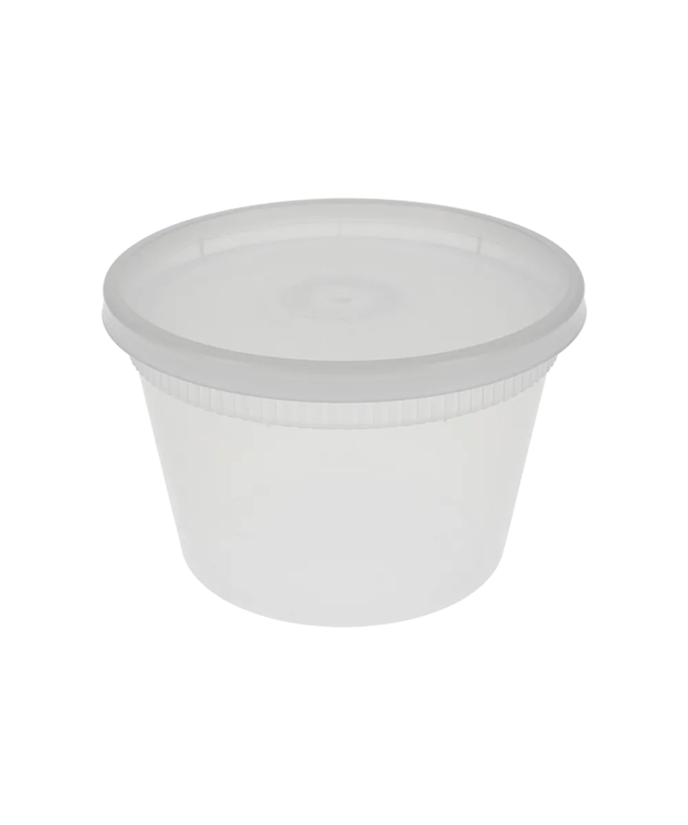DELI CONTAINER & CLEAR LID COMBO 16oz PLASTIC CLEAR MICROWAVEABLE DELITAINER® - 240/CASE