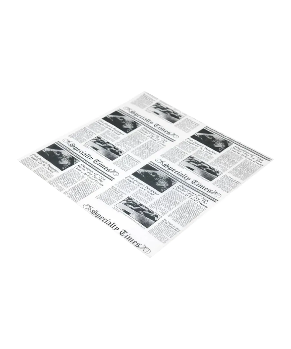 FOOD CATERING WRAP BASKET LINER 12"X12" NEWSPAPER PRINT JR. PACK - 3000/CASE