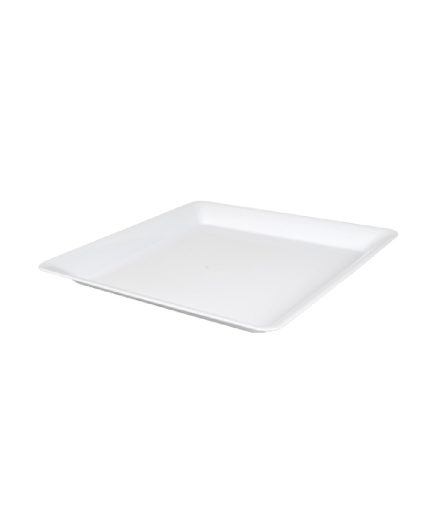 CATERING TRAY 16"X16" PLASTIC WHITE SQUARE SERVING PLATTER - 20/CASE