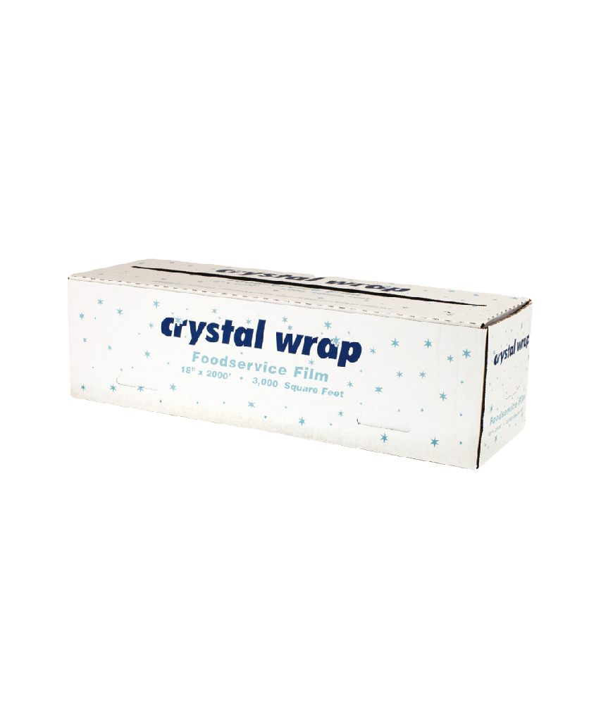 Crystal Wrap® PLUS CLEAR 18″x2000′ ROLL CLING FILM CUTTER BOX CW182 - 1/ROLL