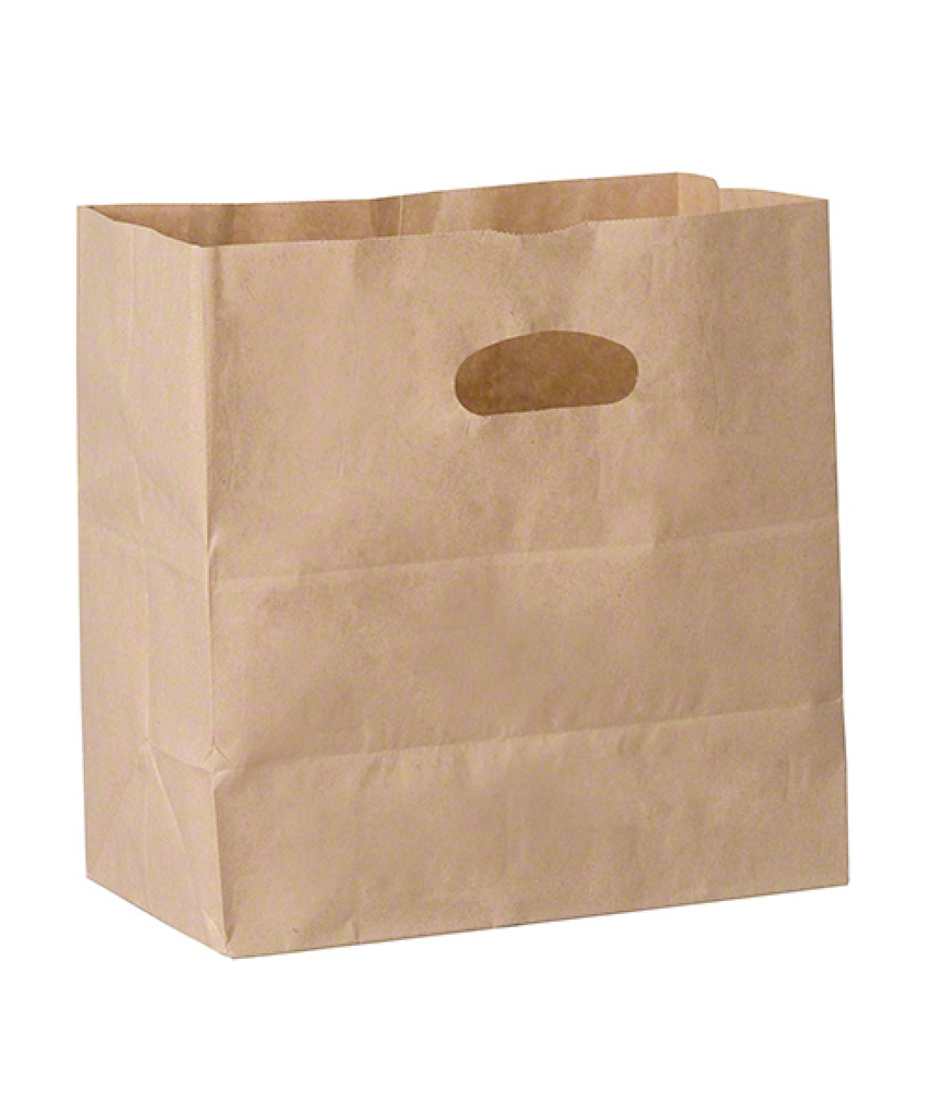 BAG PAPER 40# DIE CUT PLAIN BROWN 11"X6"X11" RECYCLABLE - 500/CASE