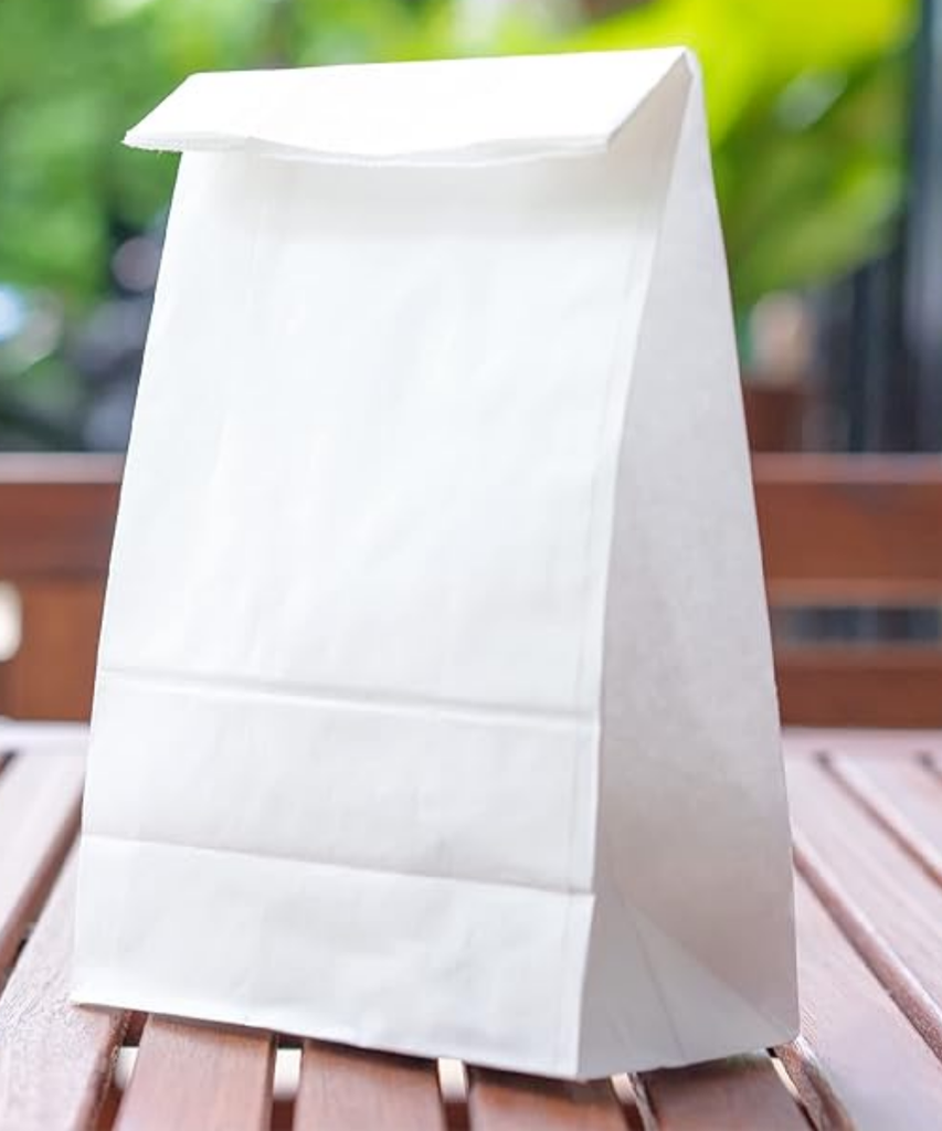 BAG PAPER 8# WHITE 6 1/4"X3 5/8"X12 1/2" RECYCLABLE - 500/CASE
