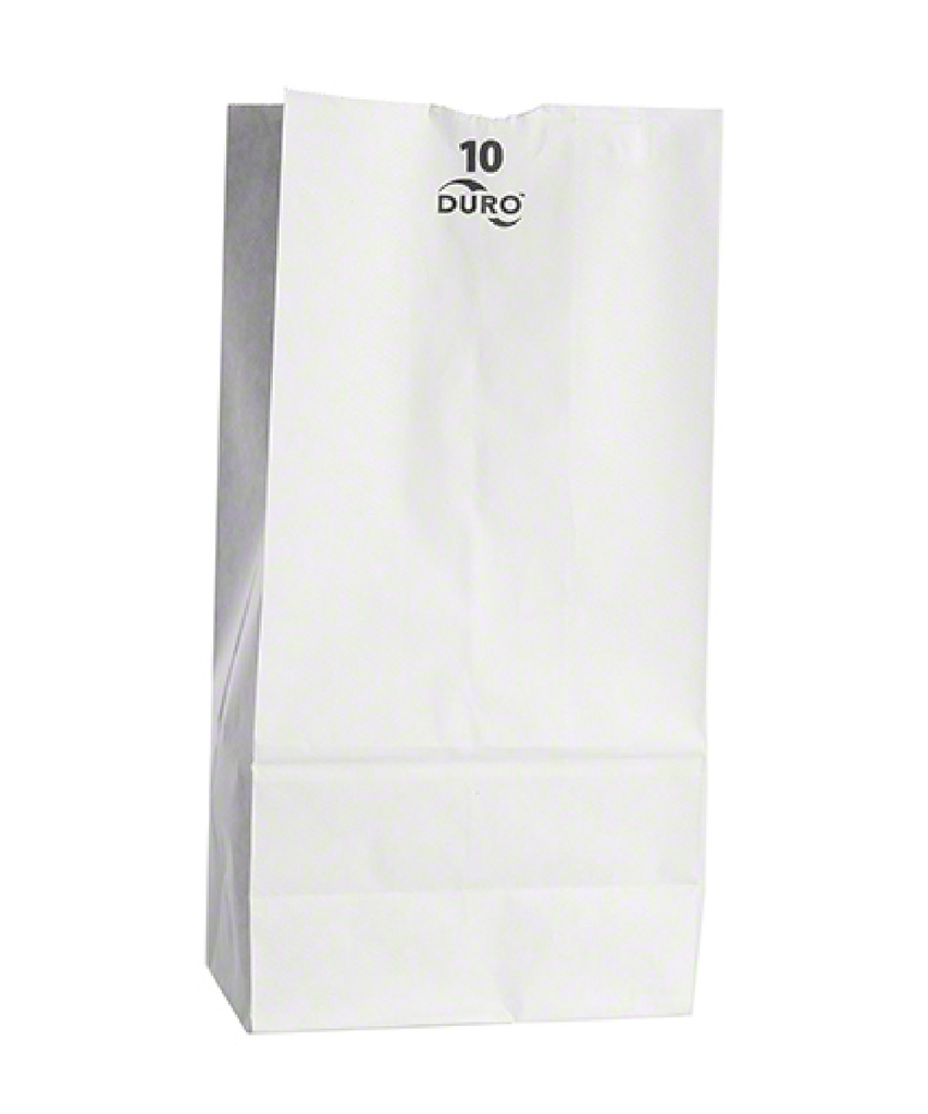 BAG PAPER 10# 6.31"x4.18"x13.37" WHITE RECYCLABLE - 500/CASE