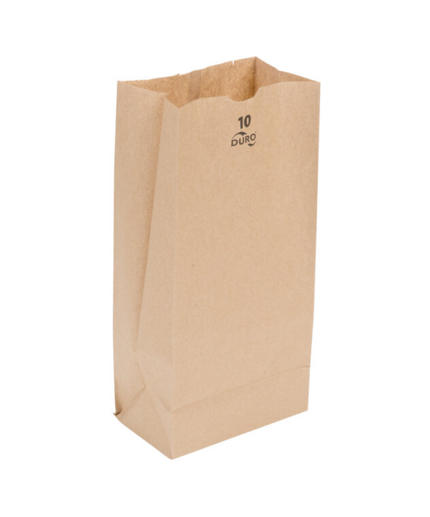 BAG PAPER 10# BROWN RECYCLABLE - 500/CASE