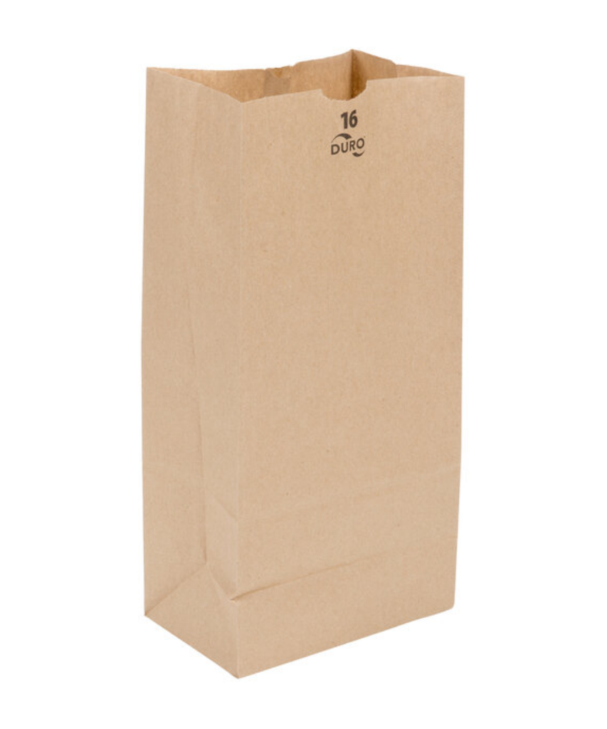 BAG PAPER 16# KRAFT RECYCLABLE - 500/CASE