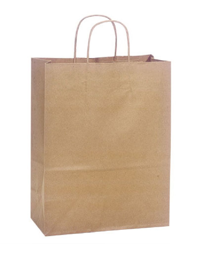 BAG PAPER BROWN DEBBIE Small SIZE HEAVY KARY w/HANDLE RECYCLABLE - 250/CASE