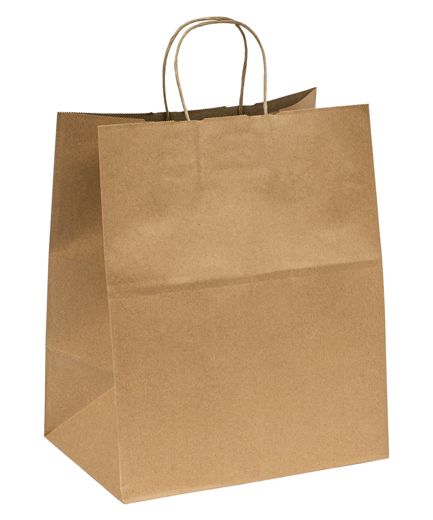 BAG PAPER KRAFT 13"X9.1"X15.7" WITH TWIST HANDLE RECYCLABLE - 200/BOX