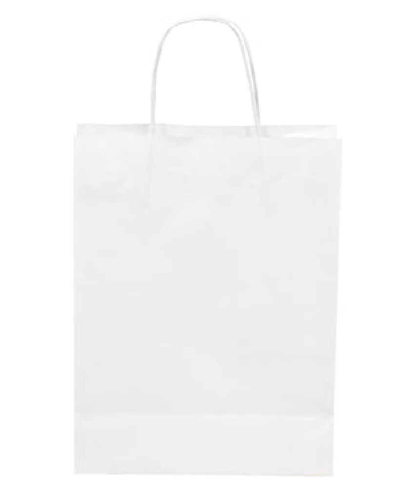 BAG PAPER WHITE 8"X4"X9" WITH TWISTED HANDLES BORA RECYCLABLE - 250/BOX