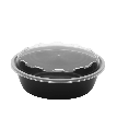 BLACK CONTAINER & CLEAR LID COMBO 16-18oz PLASTIC ROUND 6.0"X1.90" - 150/CASE
