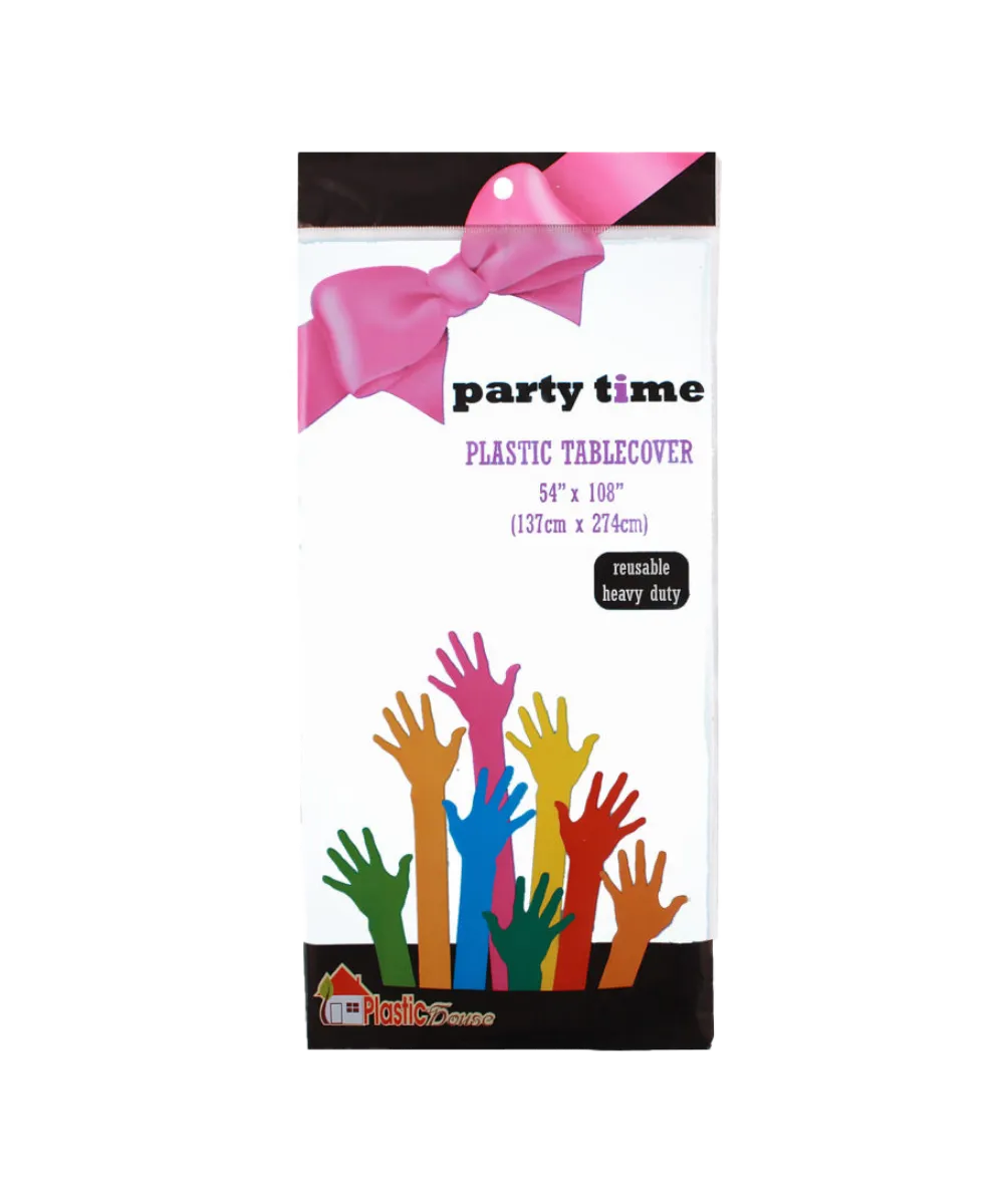 TABLE COVER PLASTIC 54"X108" WHITE - 48/CASE