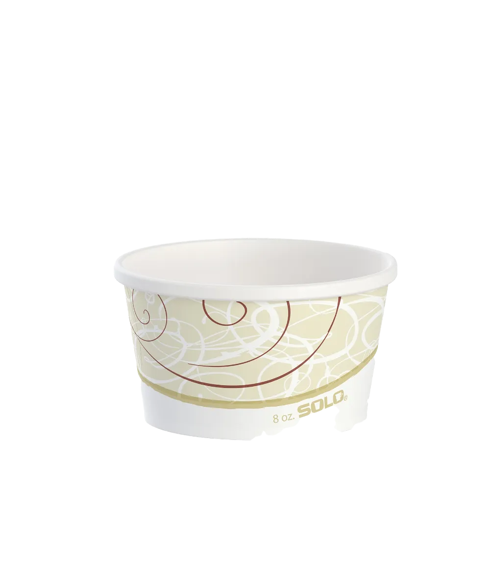 SOUP BOWl 8oz DSP DOUBLE POLY PAPER WHITE ROUND Symphony®
Flexstyle® RECYCLABLE - 500/CASE