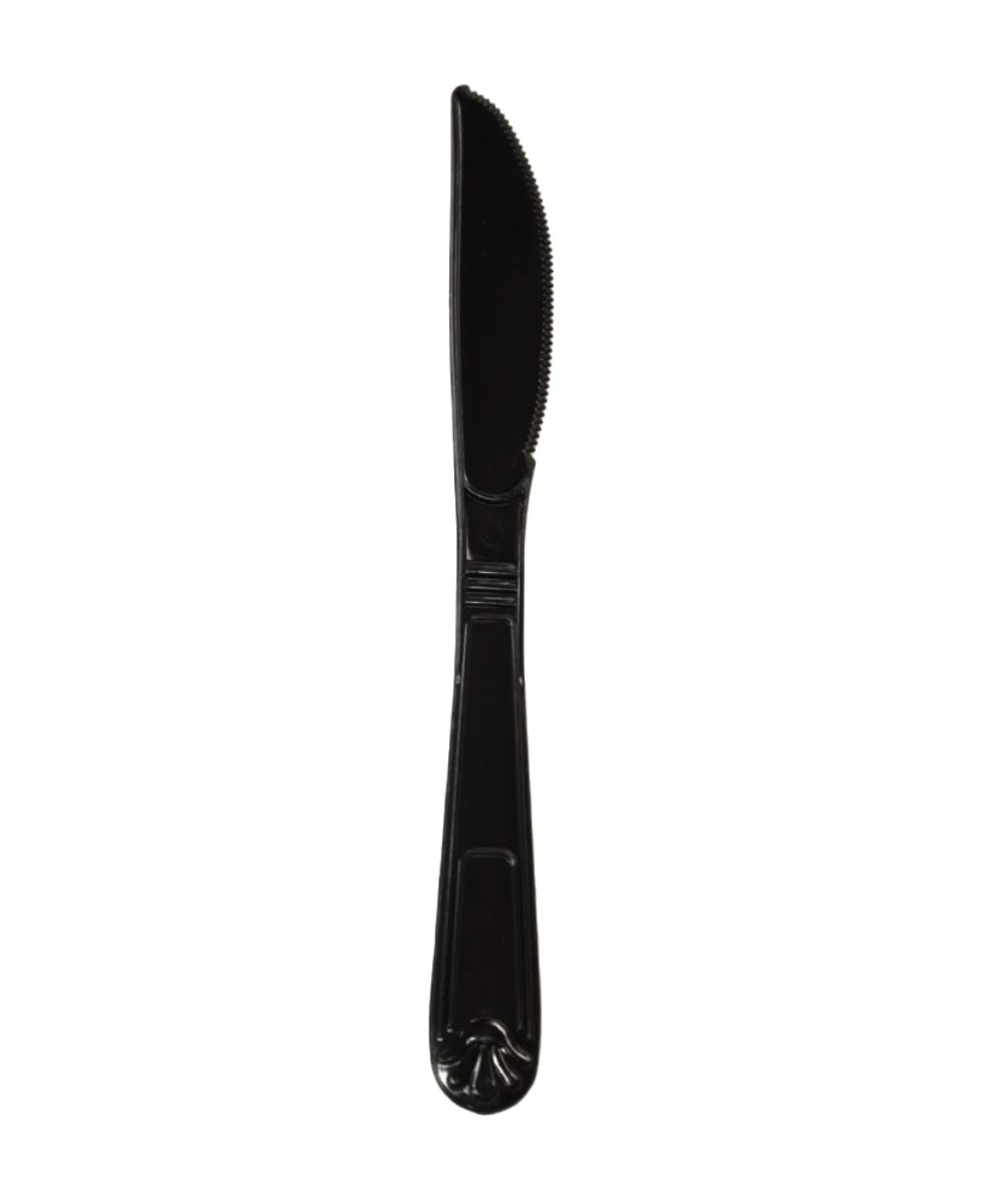 KNIFE BLACK PLASTIC EXTRA HEAVY WEIGHT CUTLERY - 1000/CASE